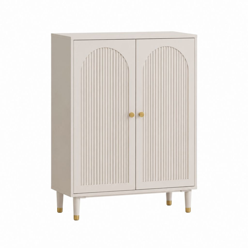 Buffet 2 portes crème en MDF rectangulaire 80 x 40 x 120 cm