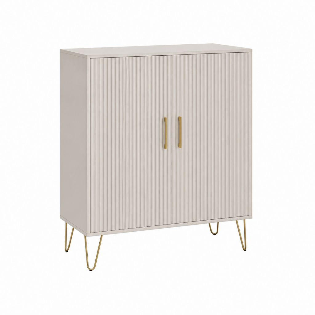 Buffet de rangement rectangulaire blanc cassé en MDF à 2 portes 80 x 40 x 100 cm