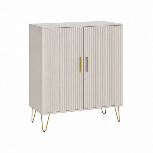Buffet de rangement rectangulaire blanc cassé en MDF à 2 portes 80 x 40 x 100 cm