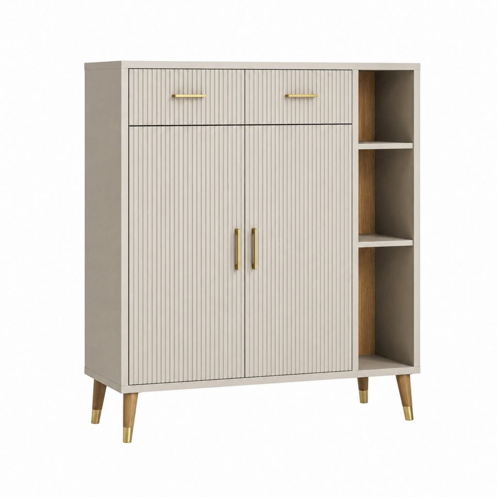 Buffet de rangement beige en panneaux MDF rectangulaire 100 x 40 x 120 cm