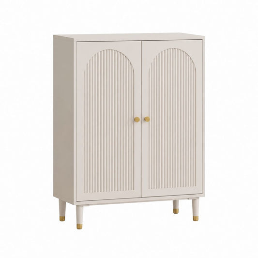 Buffet 2 portes crème en MDF rectangulaire 80 x 40 x 120 cm
