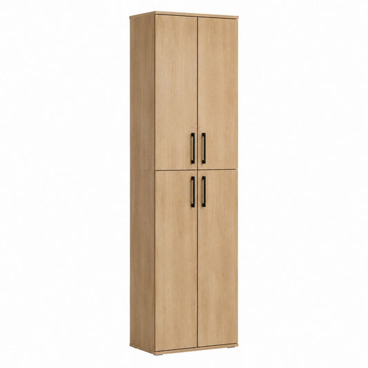 Buffet haut 4 portes chêne clair en panneaux de particules mélaminés rectangulaire 180 x 60 x 40 cm